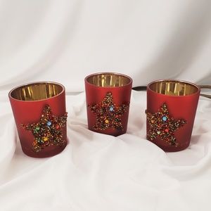 3 Holiday Votive Holders Gift Boxed NWT
